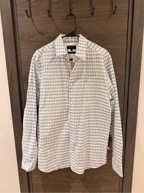 Ted Baker Men's Pale Blue Micro-Pattern Button-Down Shirt